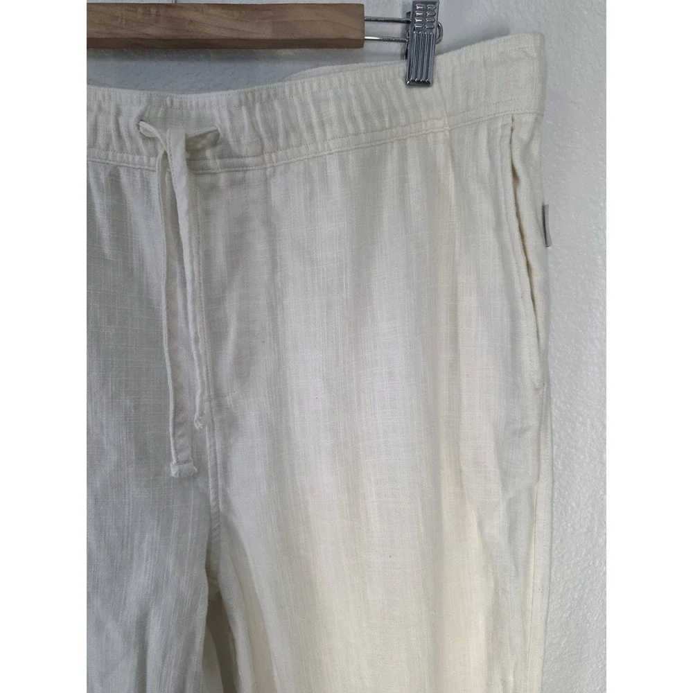 Onia Men's Pants XL Off-White Casual Cotton Linen Resort Trousers Slacks